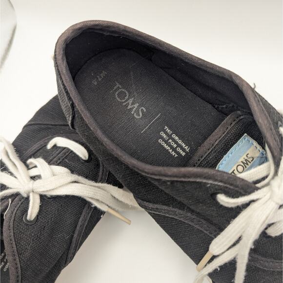 TOMS Cordones Boardwalk Black Canvas Lace Up Fashion Sneakers Women's Size 7.5 - Picture 7 of 10